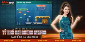 Đàn cá, rương kho báu và hai khẩu súng dưới đáy biển trong Bắn cá Tỷ Phú Đại Dương May88