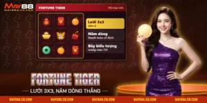 Hổ vàng cùng bao lì xì và thỏi vàng trong nổ hũ Fortune Tiger May88